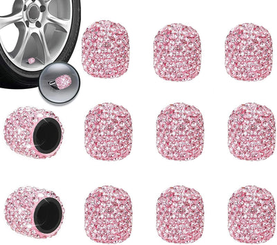 12 Tapas Vástago Válvula Neumático Universal Cristal Rosa
