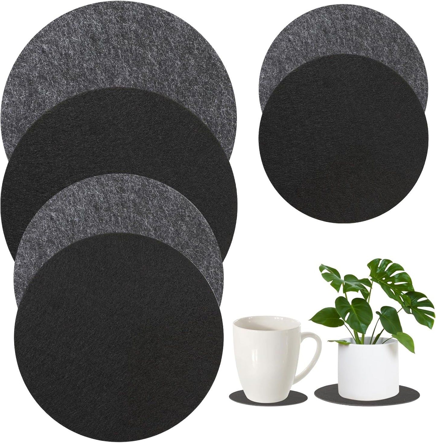 Tapete fieltro 6 platillos redondos para plantas