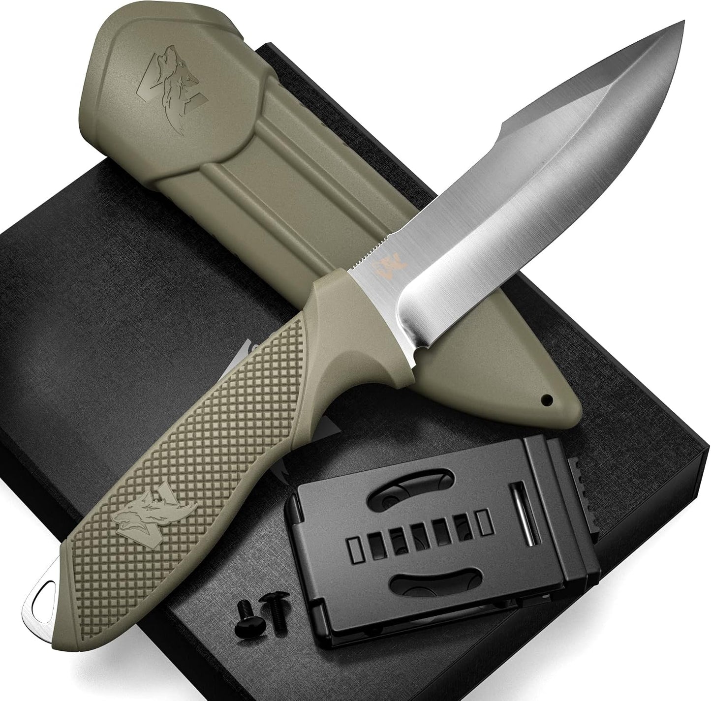 Cuchillo supervivencia espiga completa acero D2 con funda