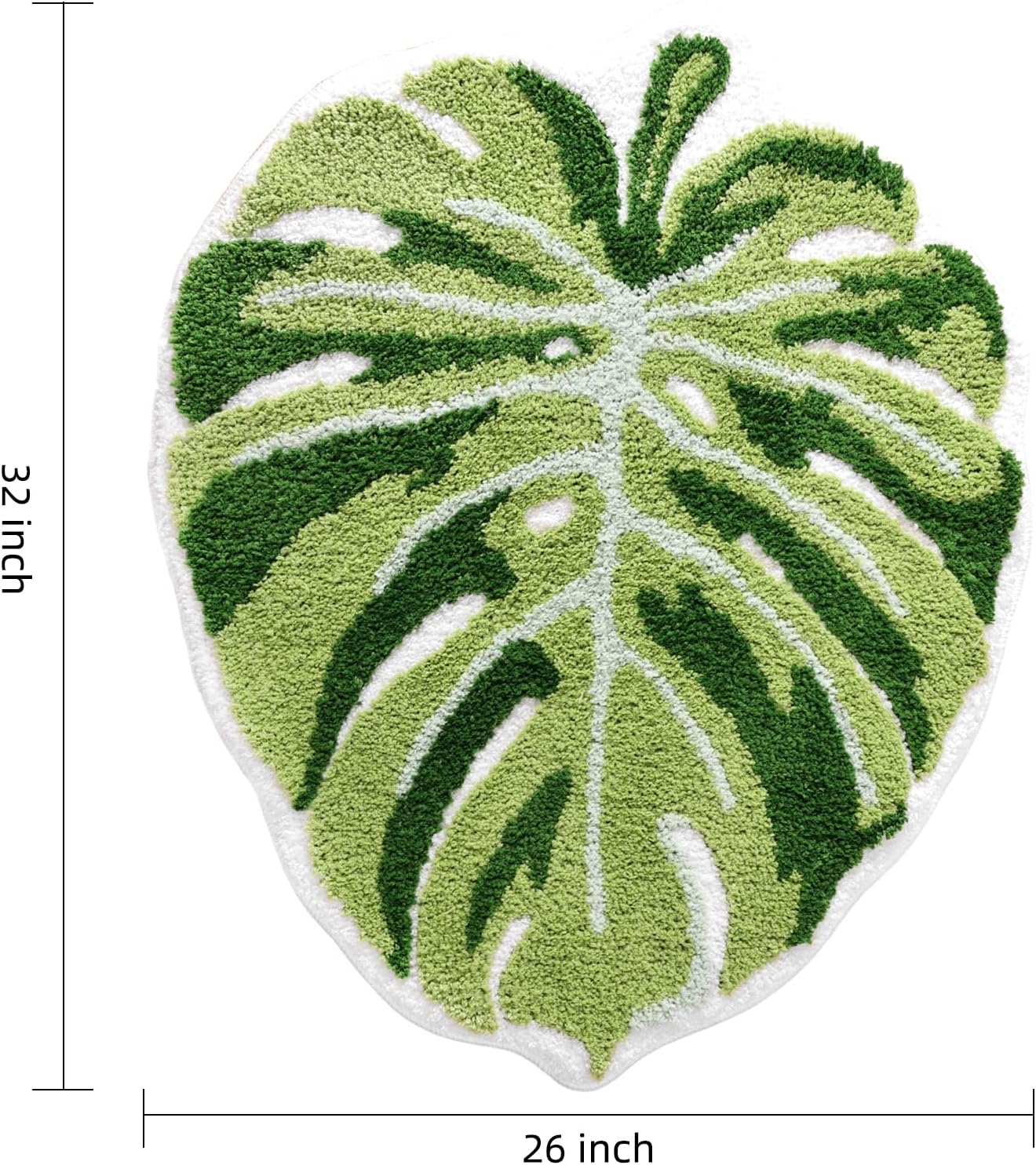 Alfombra baño con hojas Monstera antiderrap 32x26"