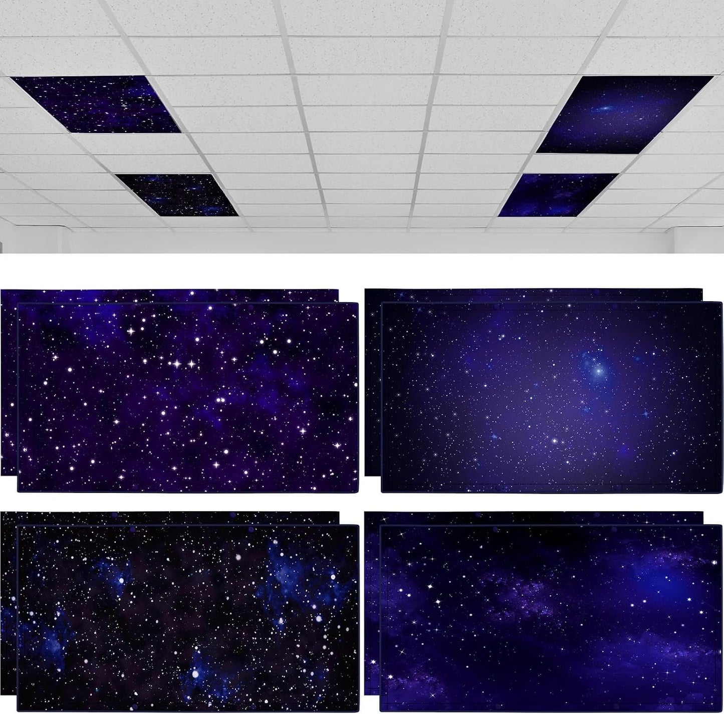 8 Cubiertas Luz Fluorescente 4x2ft Magnéticas Cielo Nocturno