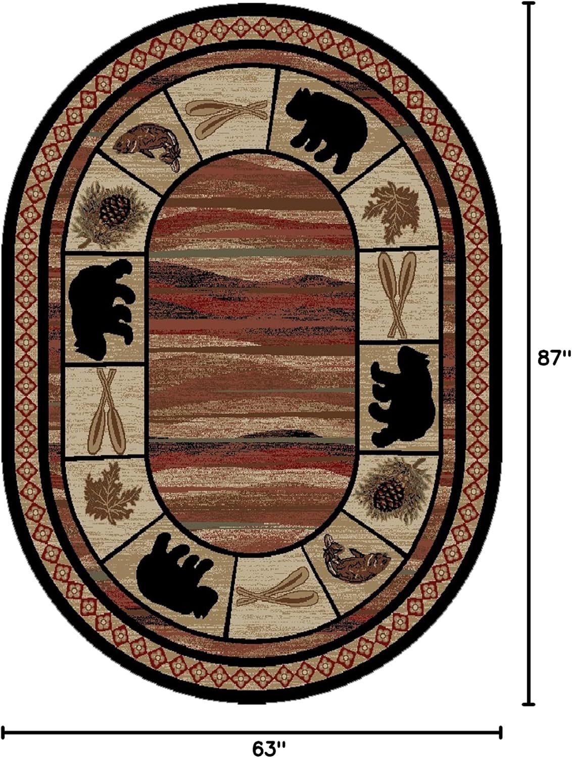 Alfombra ovalada lodge 5x7pulg 5'3"x7'3" multi