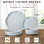 Set 8 Pzas Vajilla Gres Cuencos Ensalada Gris Claro