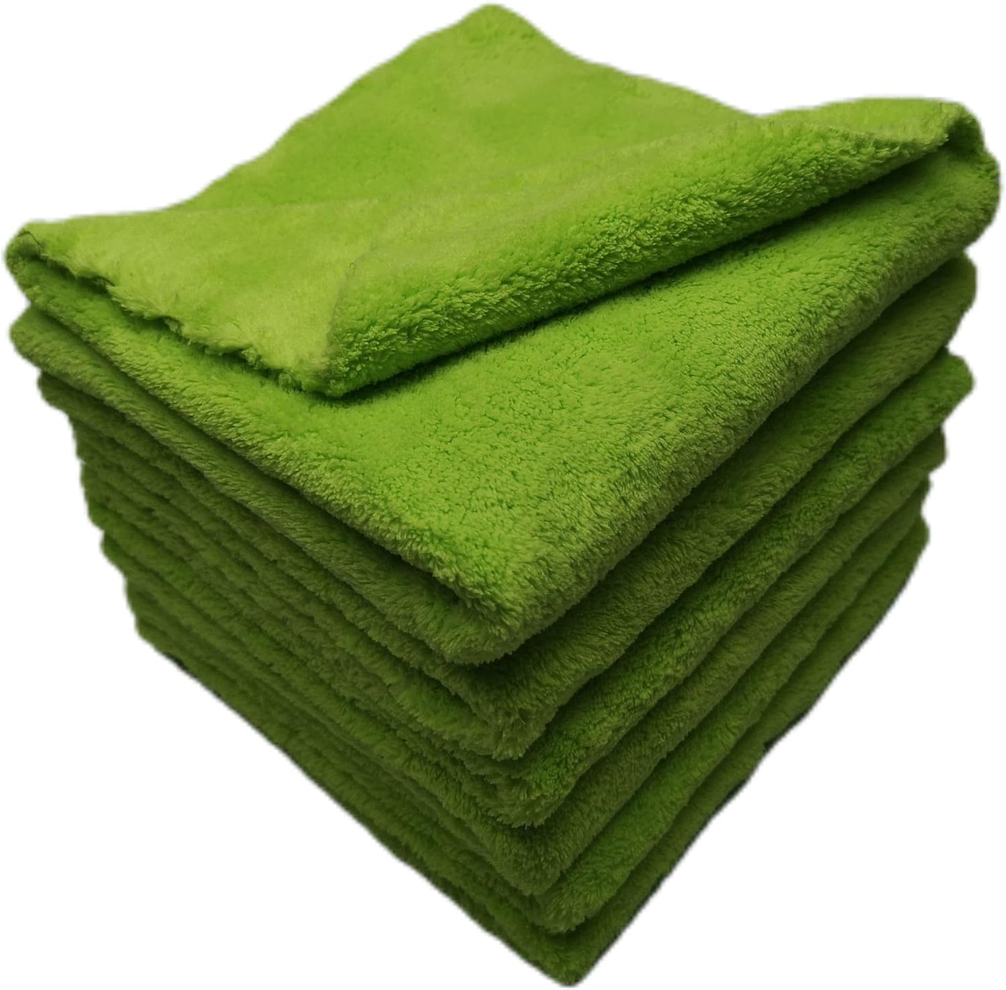 Toalla microfibra felpa sin bordes auto 16x16" 6 Pzas verde