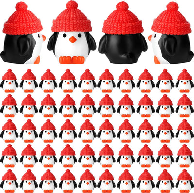 100 Pzas Figuras Pingüino Resina Sombrero Adornos Navidad