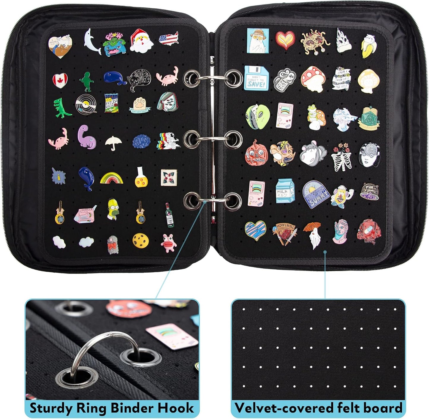 Estuche transporte pines con paginas exhibicion esmalte