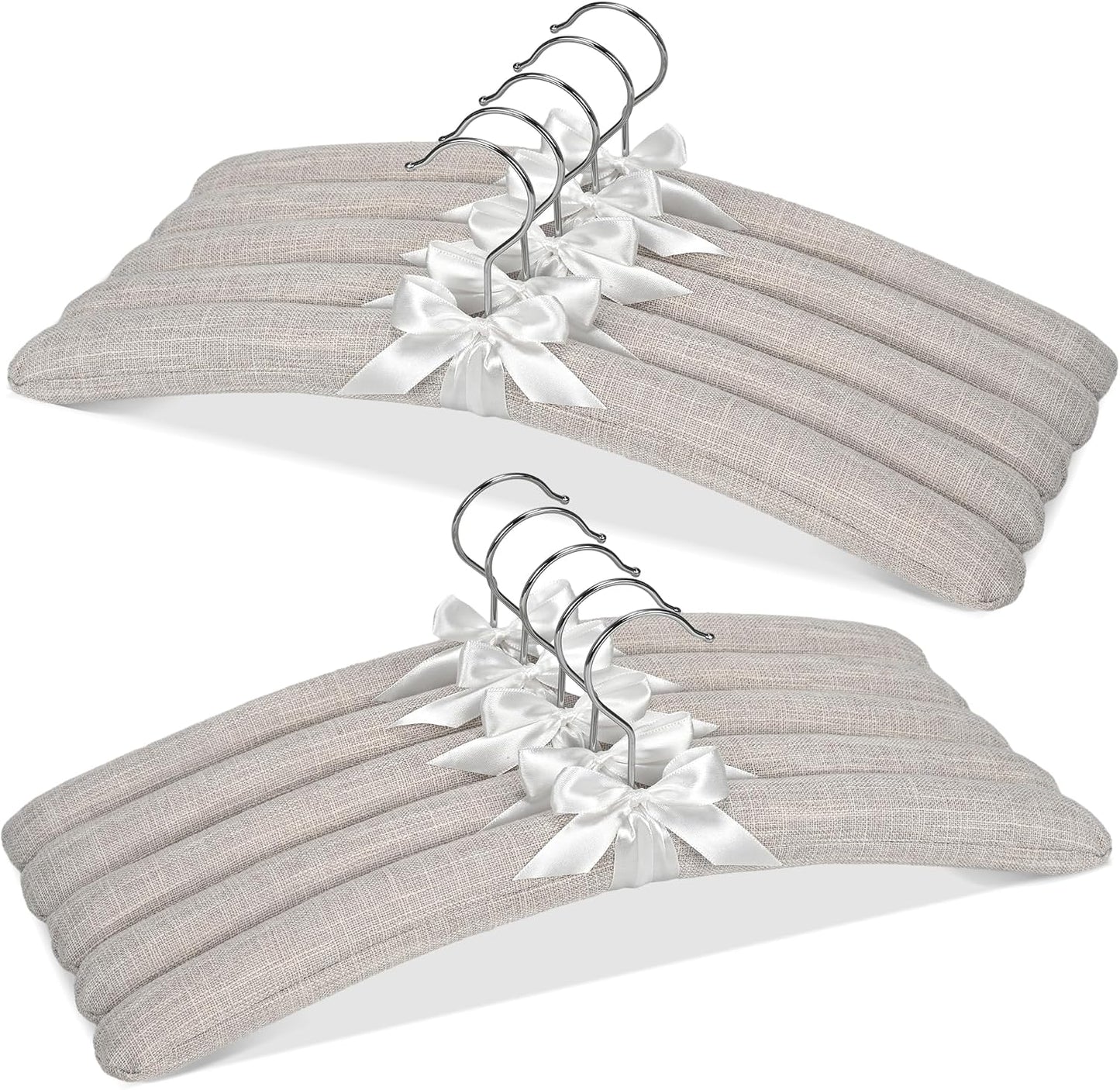 Perchas acolchadas lino 43cm pack 10 gris