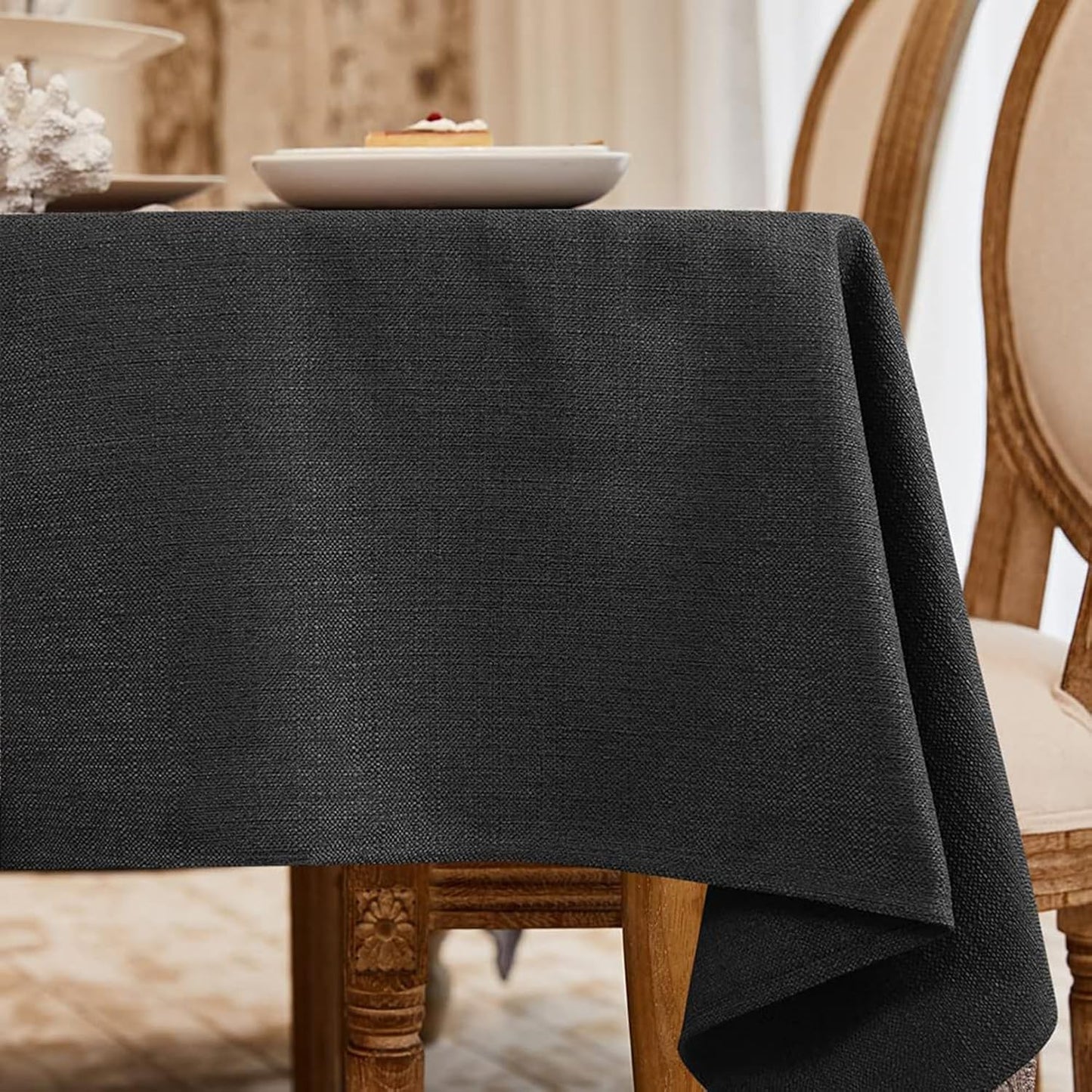 Mantel cuadrado lino lavable resistente agua negro 35x35