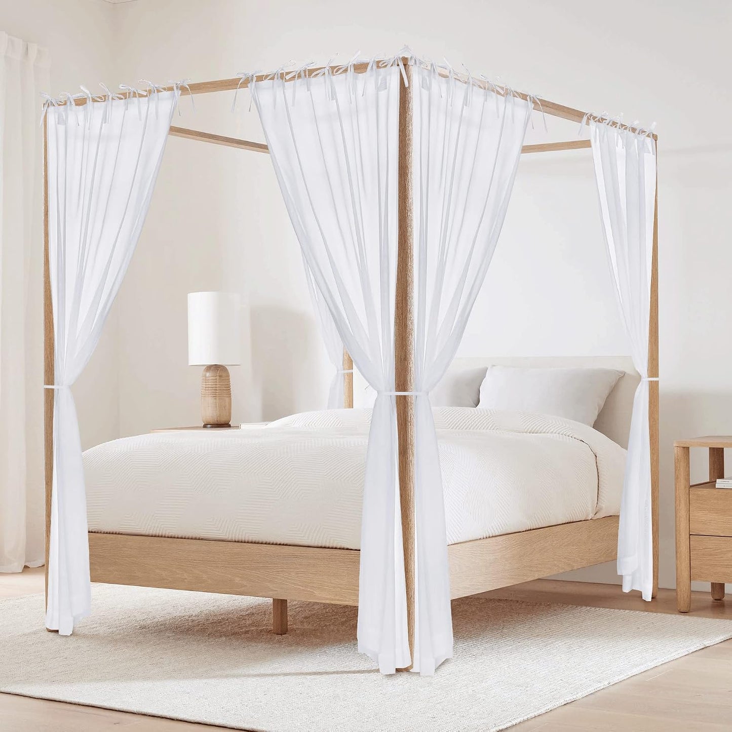 Cortinas cama con toldos 8 paneles 45x96pulg blanco transparente