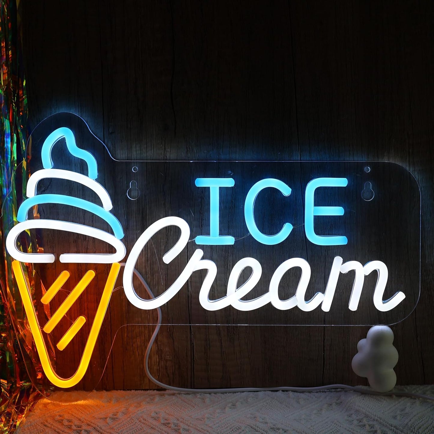 Letrero neón helado para pared hogar fiesta 16.1