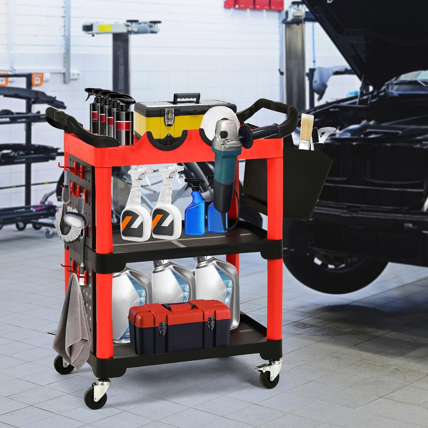 Carro detalle auto con ruedas 3 niveles soportes