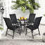 Set 4 sillas plegables tela respaldo alto patio negro