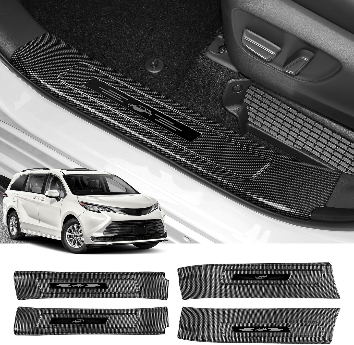 4 Protectores umbral puerta ABS comp Toyota Sienna 21-26