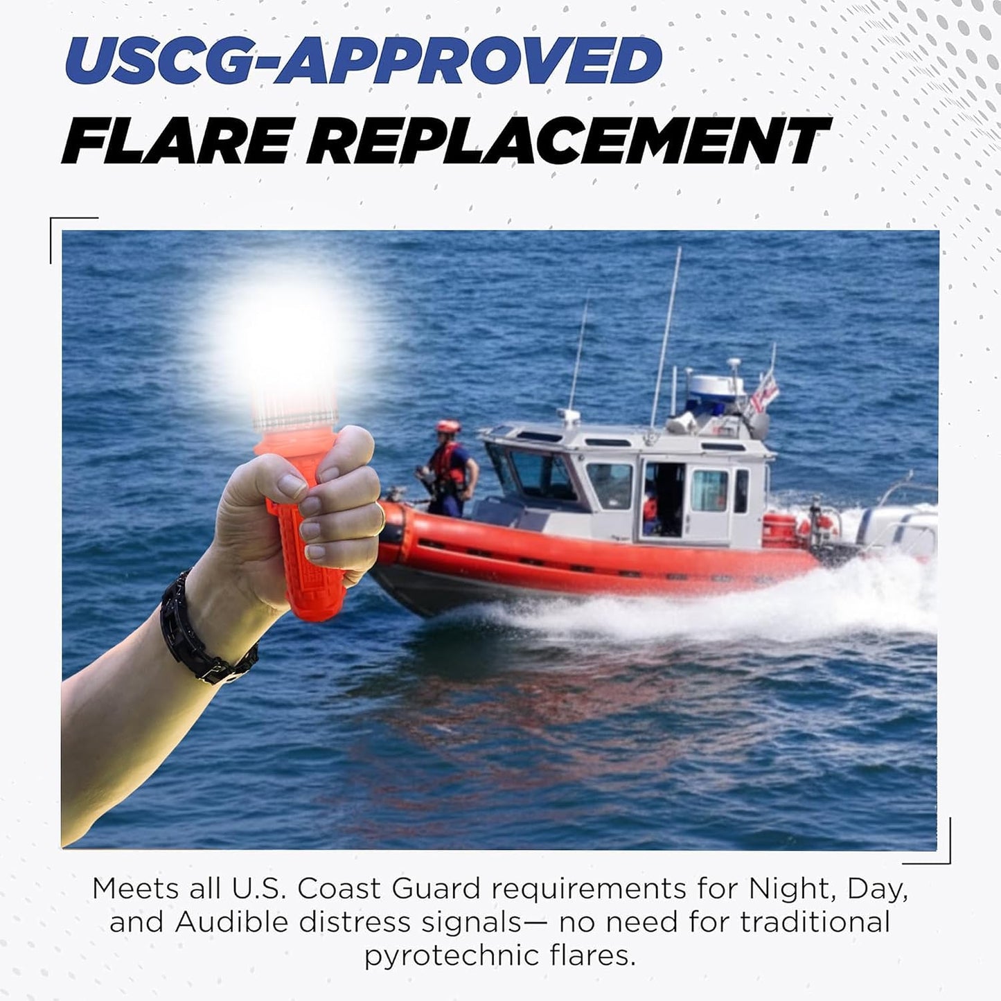Bengala electrónica marina con bandera y kit señal USCG