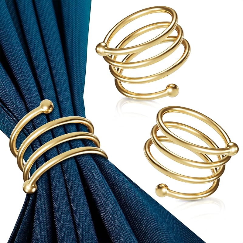 8 Servilleteros Dorados en Espiral Reutilizables