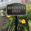 Placa jardín aluminio Residents Only 5.75x9.5" uso exterior