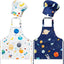 Set 4 Delantales Chef Niños con Sombrero Impermeable Espacial