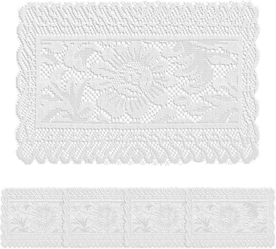 4 Manteles Encaje 12x18pulg Poliéster Floral Vintage