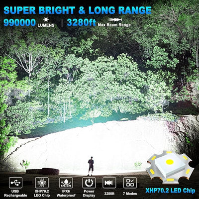 2 Linternas LED Recargables Luz Potente Impermeable