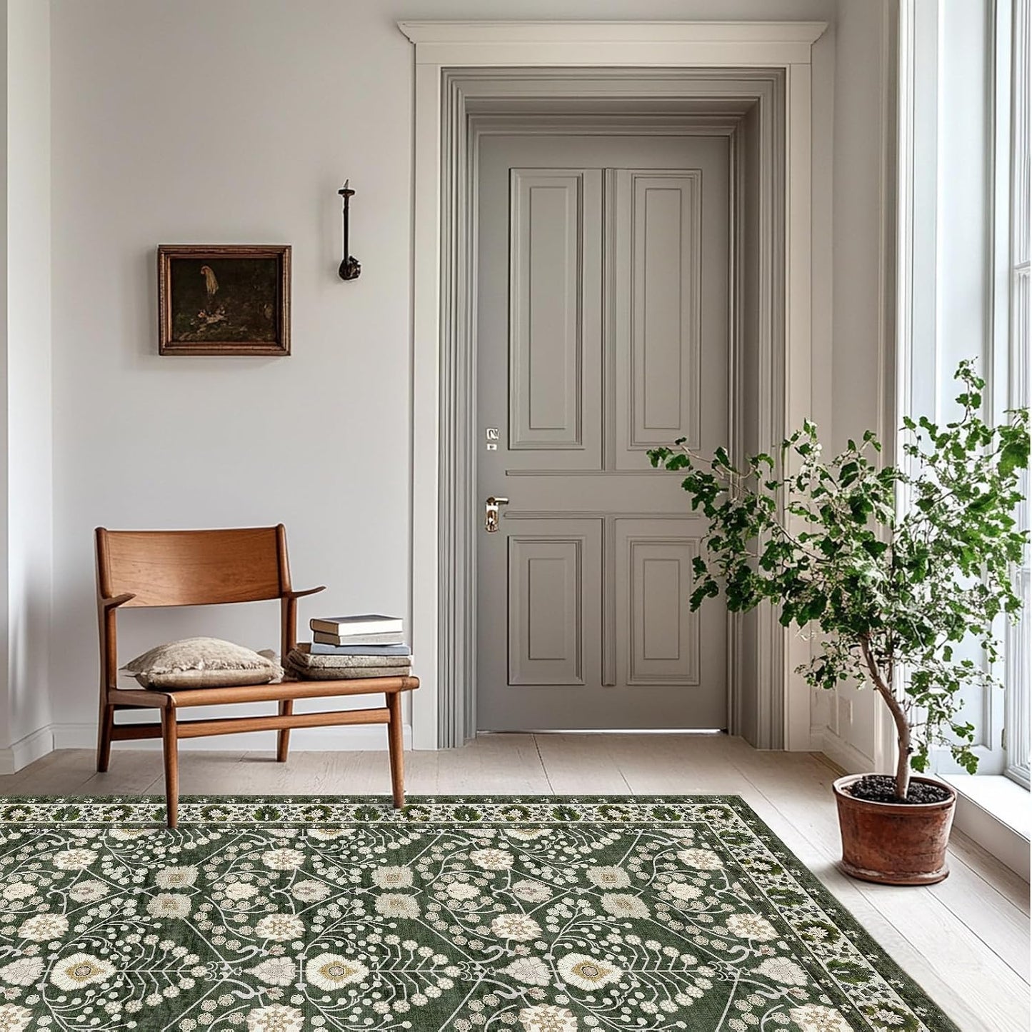 Alfombra 3x5 TPR Verde Oscuro Antiderrap Sala de Estar