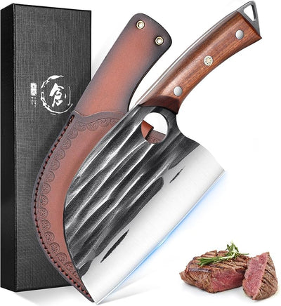 Cuchillo Chef Carnicero con Funda para BBQ Camping