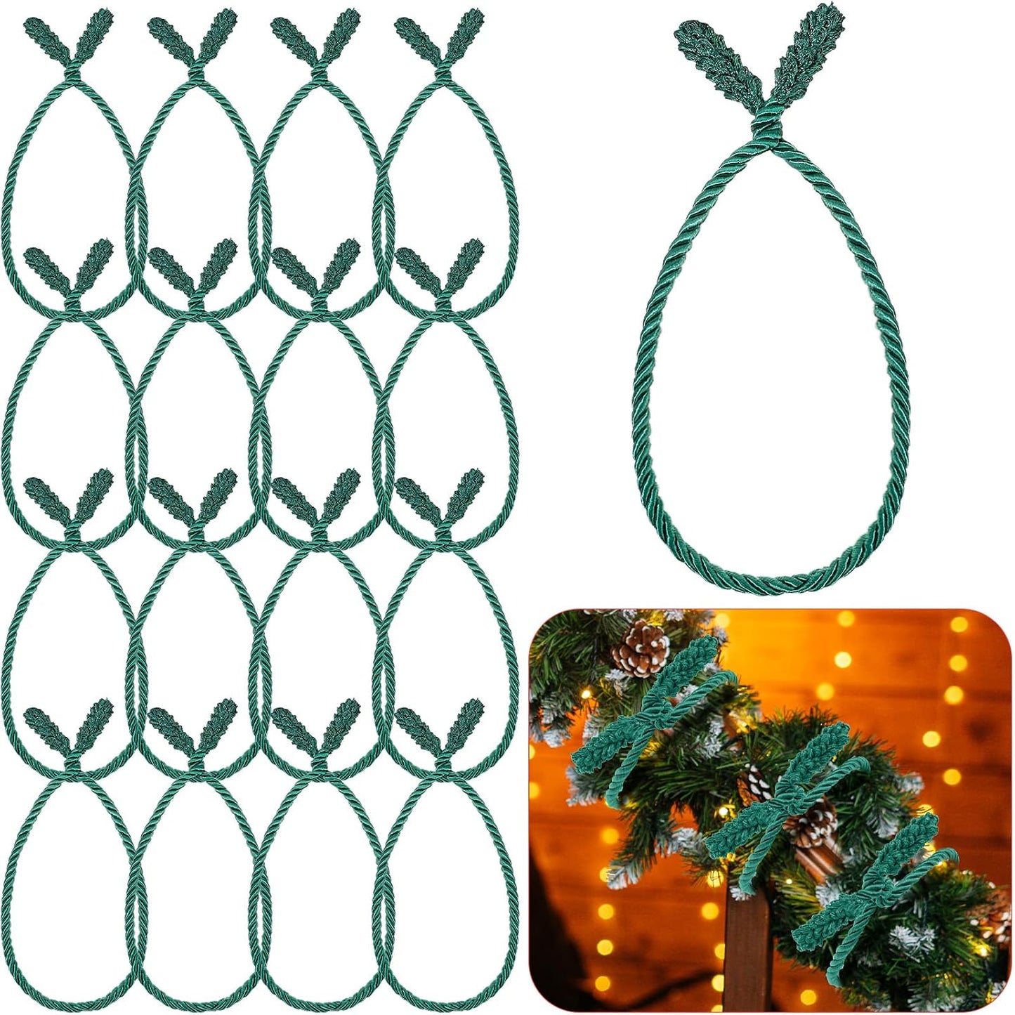 16 Pzas Lazos Twist Navidad 20pulg Reutilizables Barandilla
