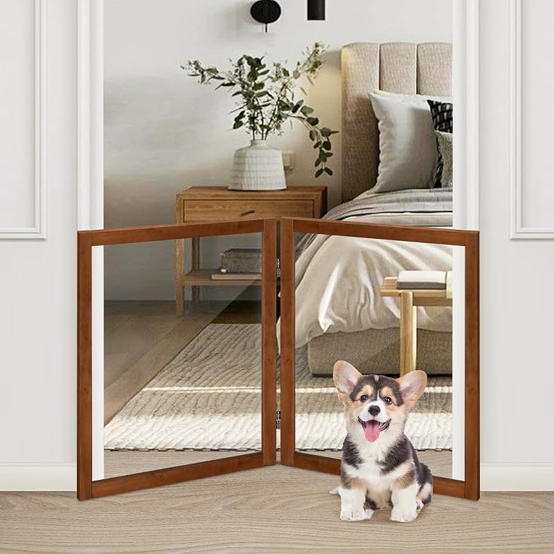 Puerta transparente para mascotas madera plástico elegante