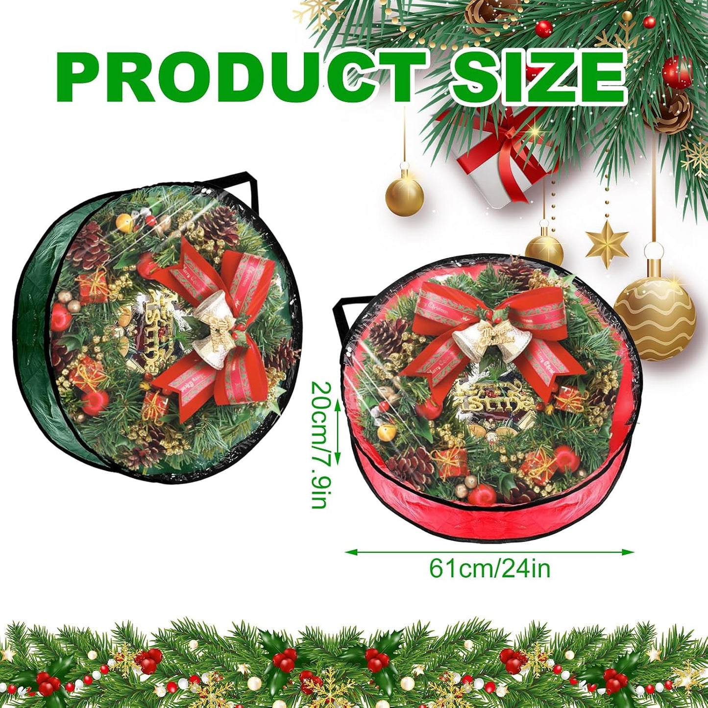 6 Bolsas Almacenamiento Transparentes 24x8" PVC con Asa