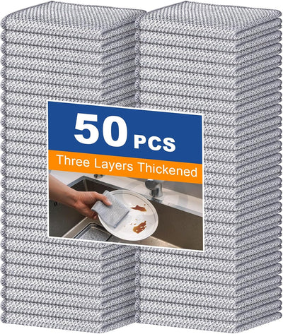 50 Pzas Paños Multiusos Acero Grueso para Lavado Platos