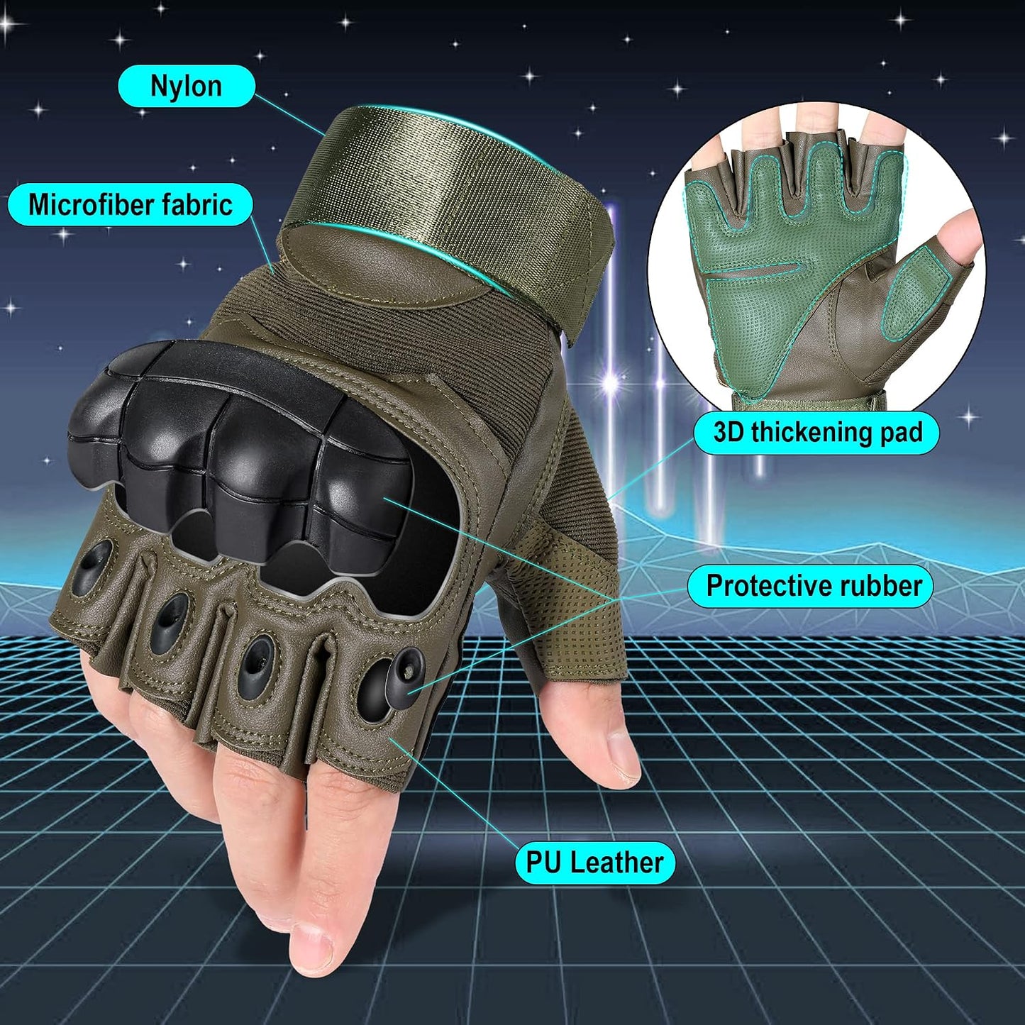 Guantes tácticos sin dedos para moto ciclismo escalada
