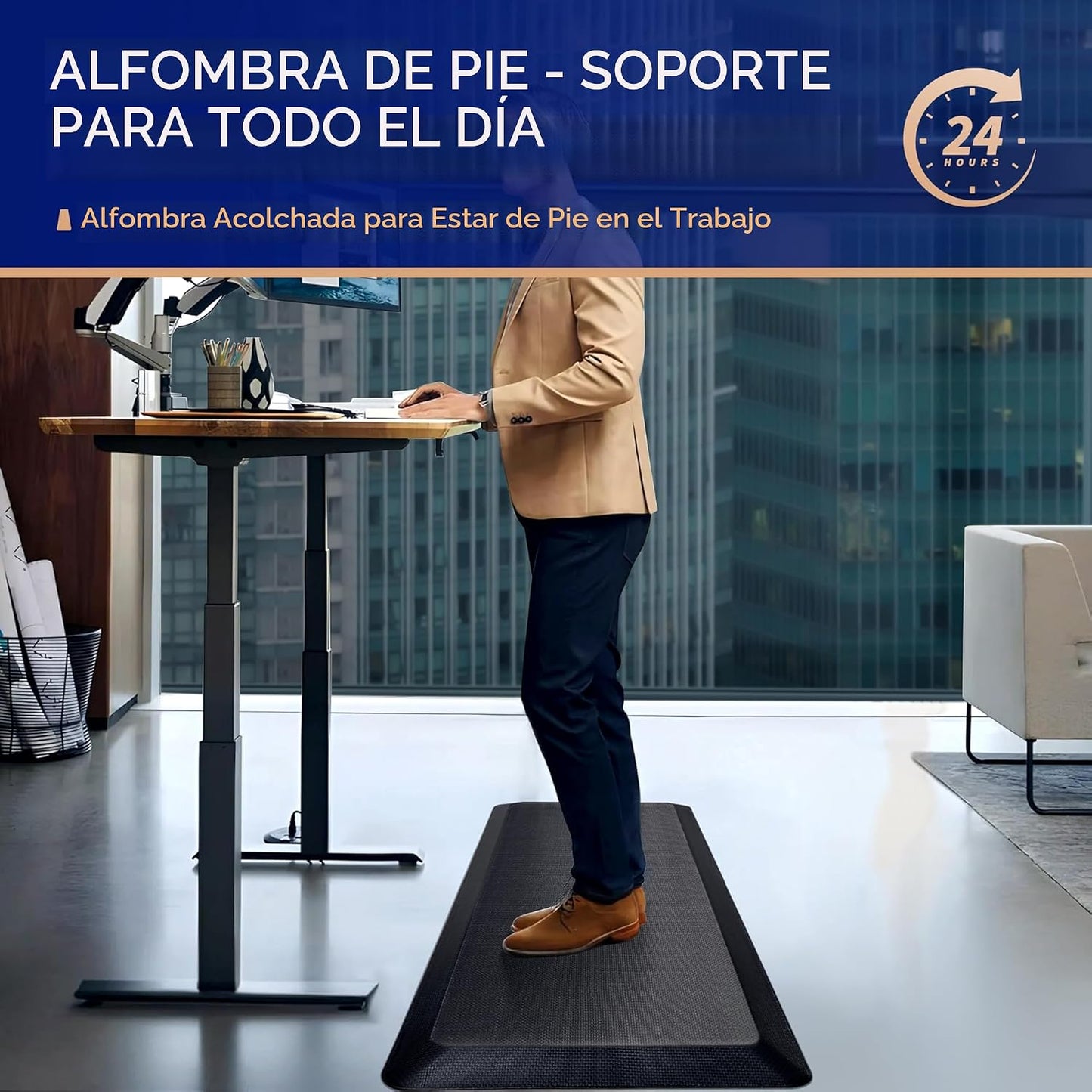 Tapete antifatiga ergonómico espuma viscoelástica 24x