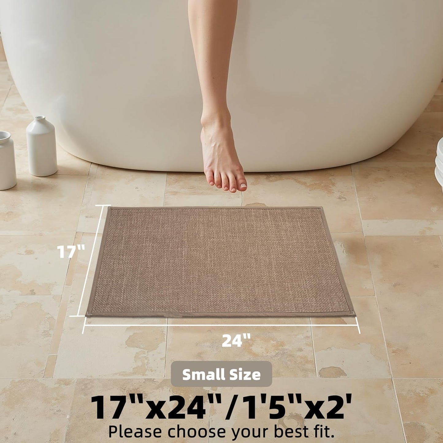 Alfombra baño antideslizante goma 17x24pulg