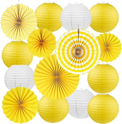Set 15 Pzas Faroles Papel Colgantes Amarilla