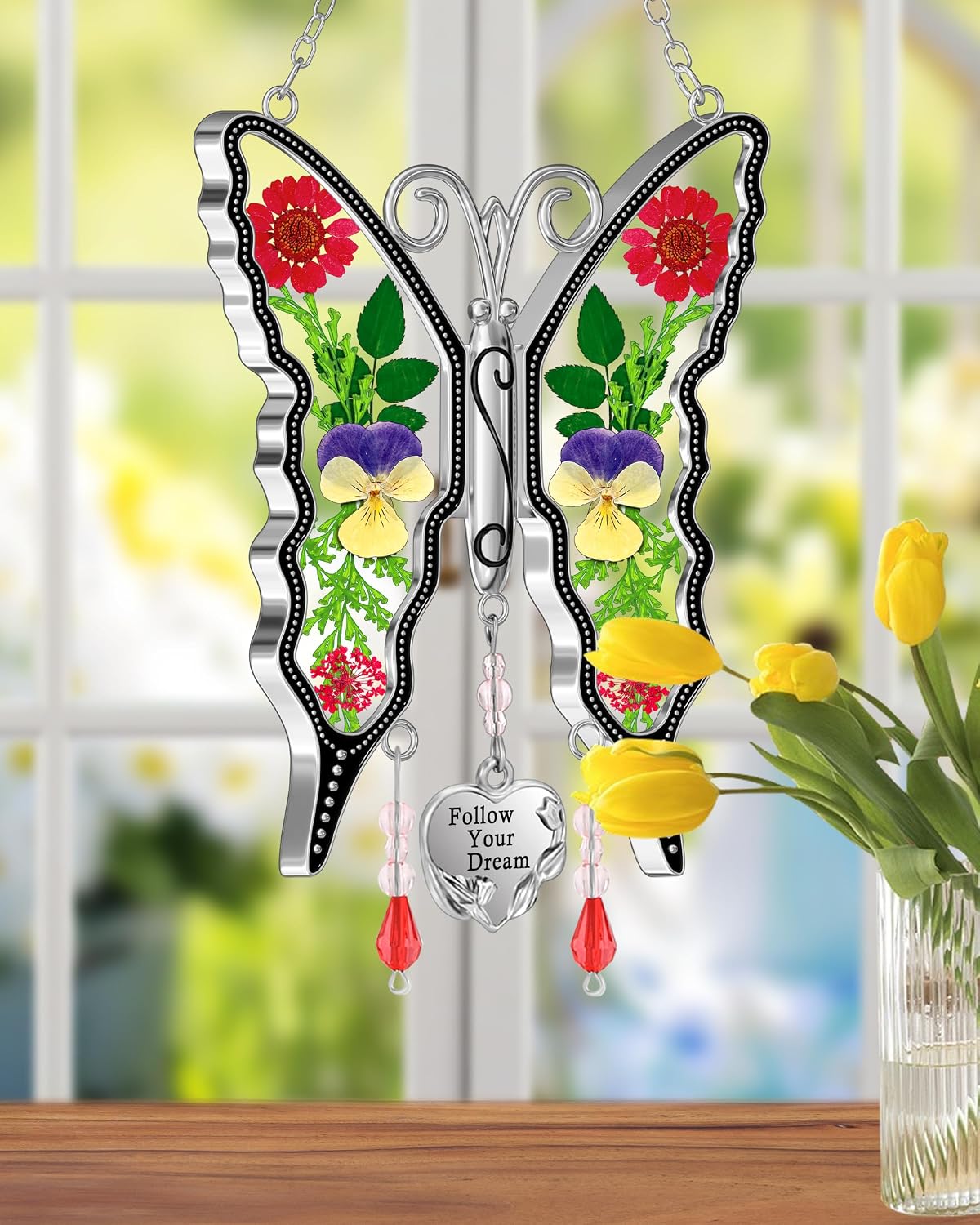 Atrapa luz campanilla cristal flores regalo mujer