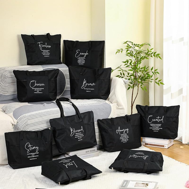 10 Bolsas Mano Religiosas con Cremallera para Mujer Negro