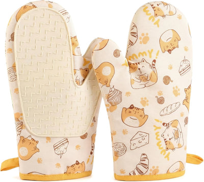 Juego de 2 guantes de cocina resistentes al calor con colgador