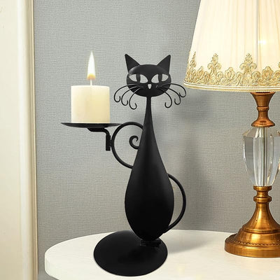 Portavelas gato negro velas led estilo granja decoración hogar
