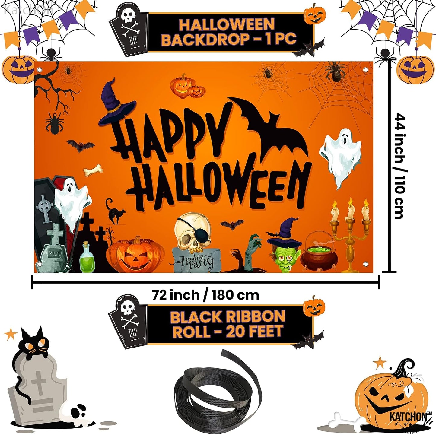 Telón día de los muertos XL 72x44pulg decoración halloween