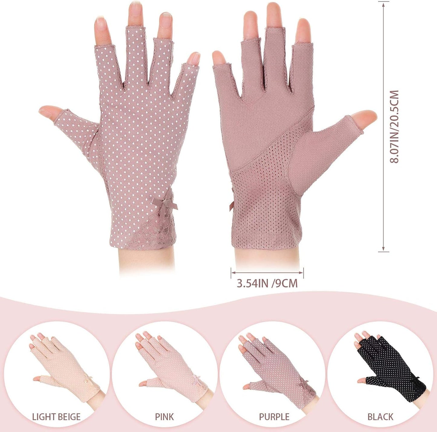 4 Pzas Guantes Conducción UV Sin Dedos Antiderrap