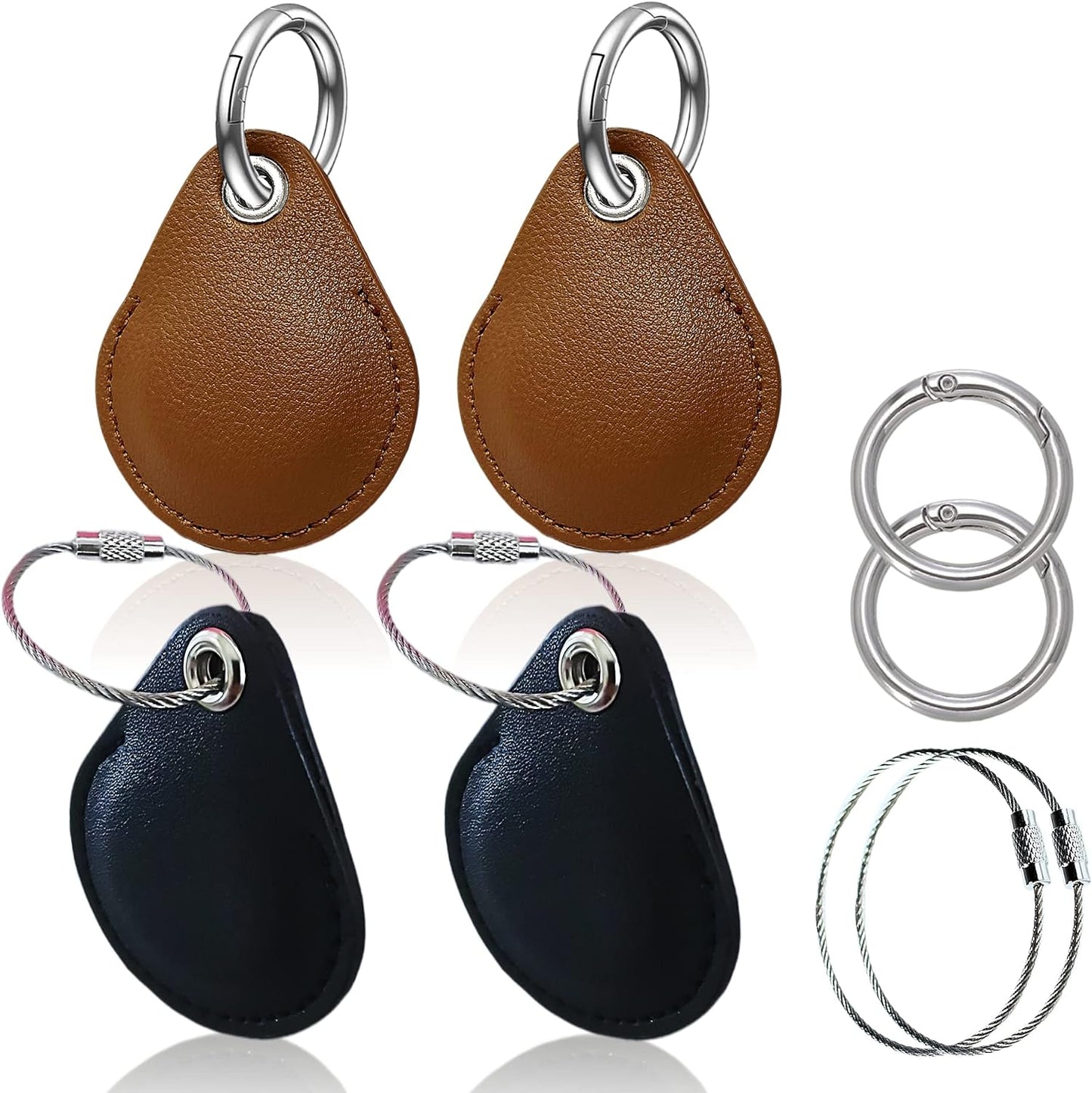 Funda cuero AirTag 2021 con llavero pack 4 negro marrón