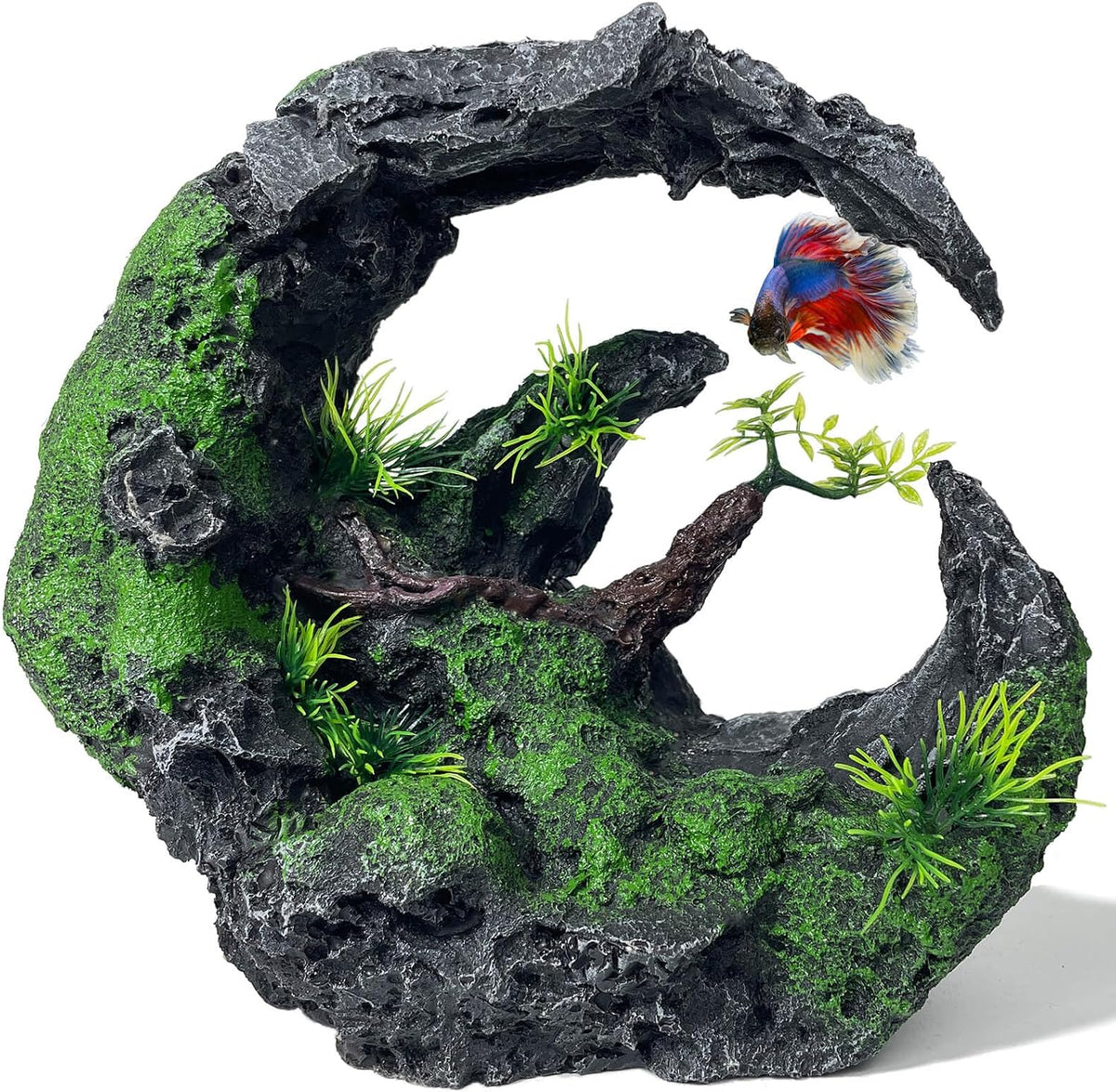 Decoración acuario cueva lunar para peces y camarones
