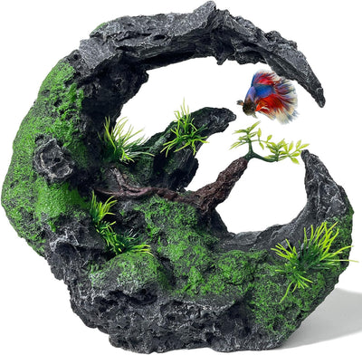 Decoración acuario cueva lunar para peces y camarones