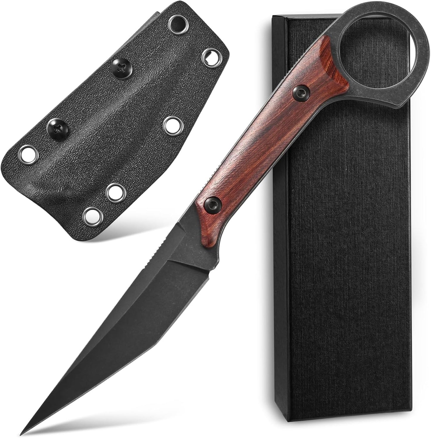 Cuchillo fijo hoja D2 mango Dalbergia EDC supervivencia