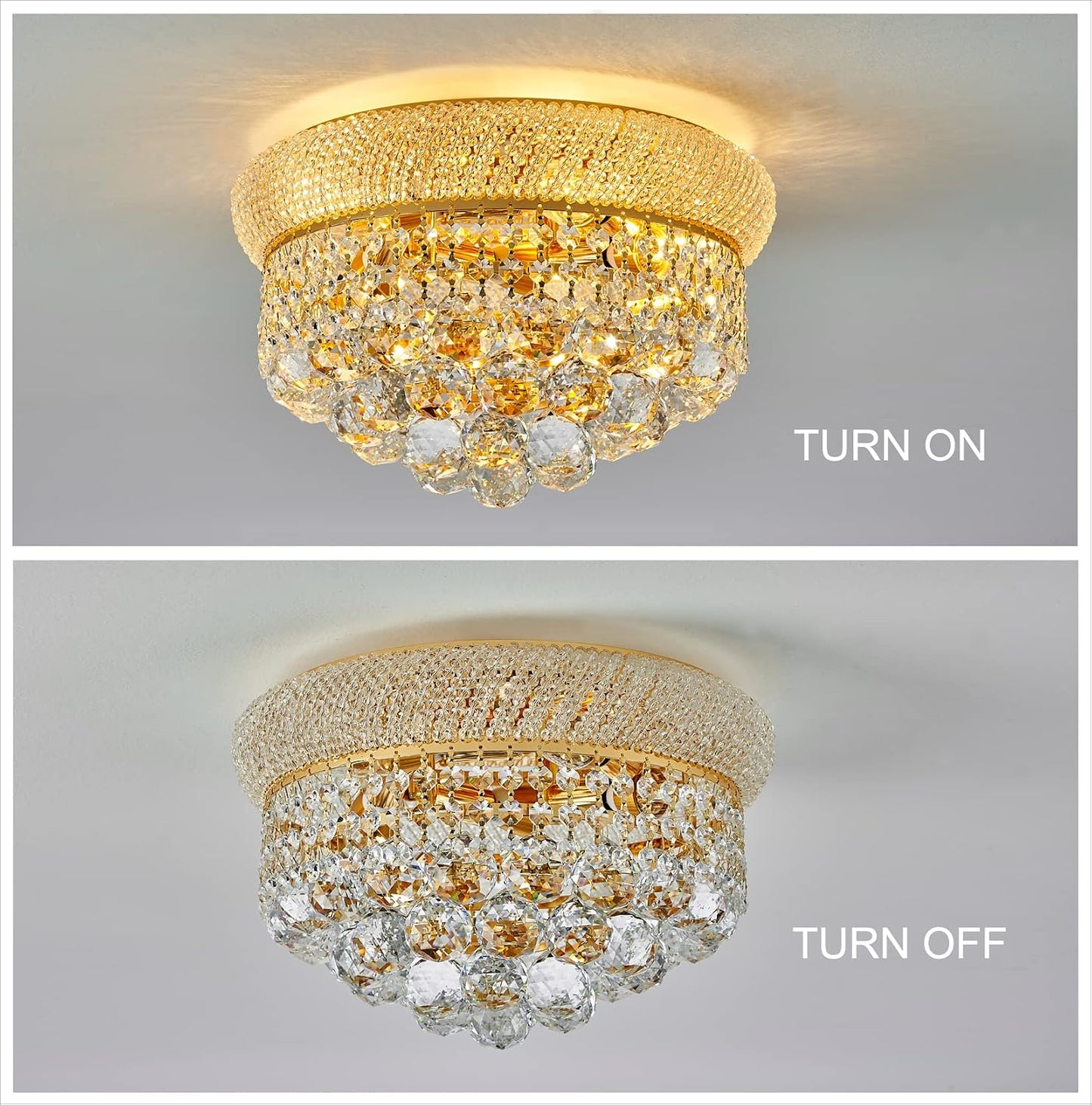 Lámpara de Araña Cristal Empotrada 5 Luces Oro D14