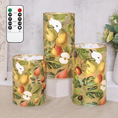 Velas LED otoño cristal manzana pera parpadeante con temporizador