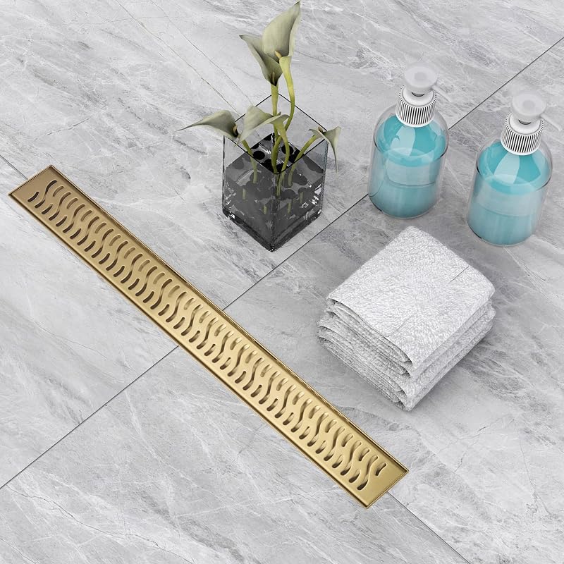 Drenaje lineal ducha 48" acero inox 304 cepillado oro
