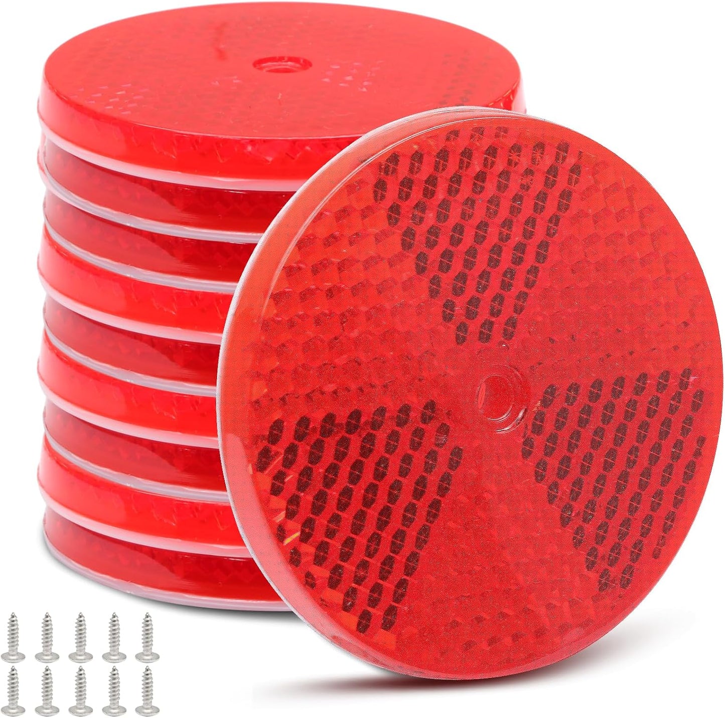10 Reflectores Redondos Delanteros Rojos para Automóviles y Barcos
