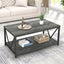 Mesa auxiliar sala de estar madera rústica y metal 39.3pulg gris