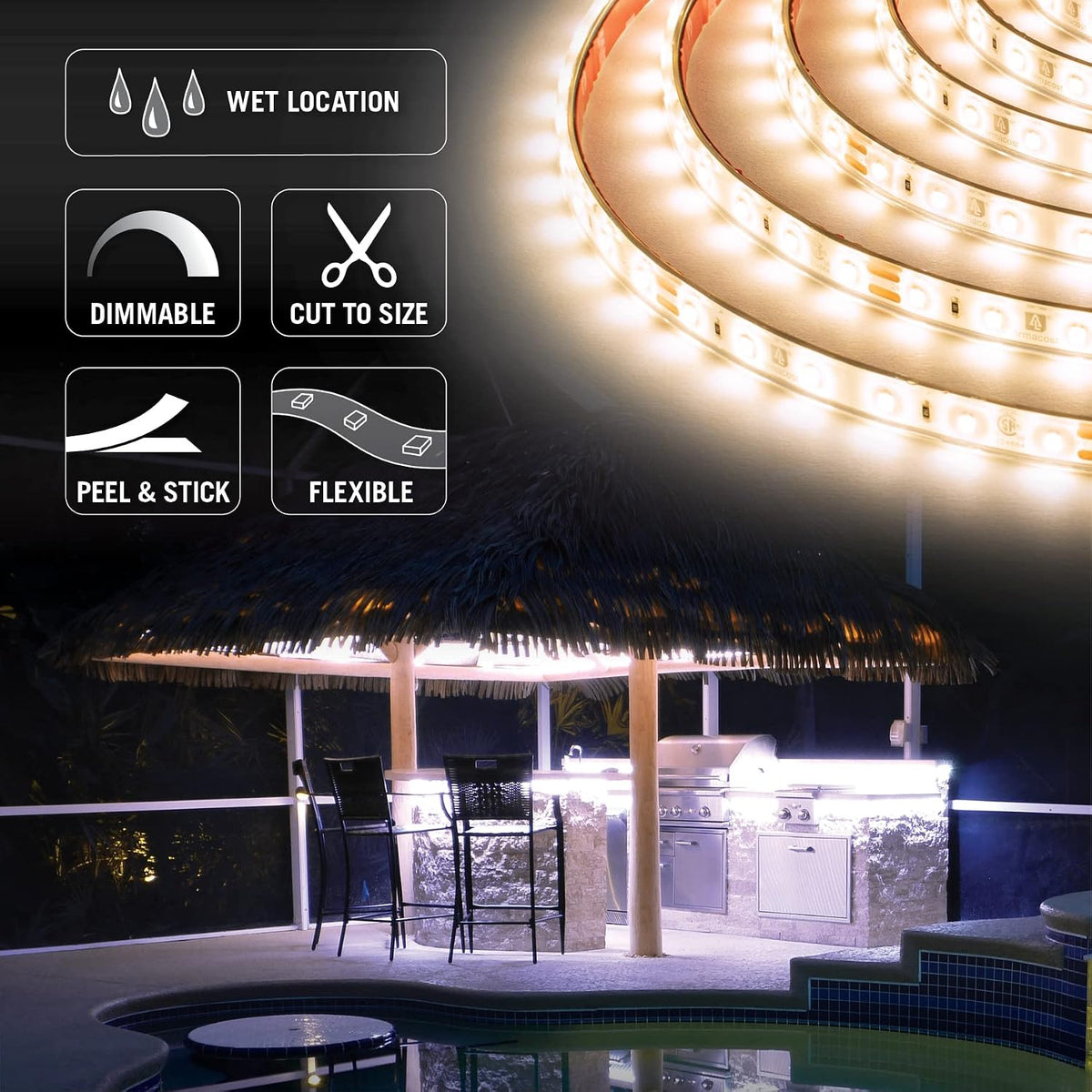 Cinta luz blanca cálida 2700K 60LED/m 16.4pies 24V