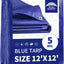 Lona Impermeable 12x12ft 0.197pulg Resiste Desgarros Azul